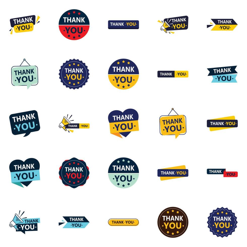 25 Unique element Icons for a thank you message with a personal touch vector