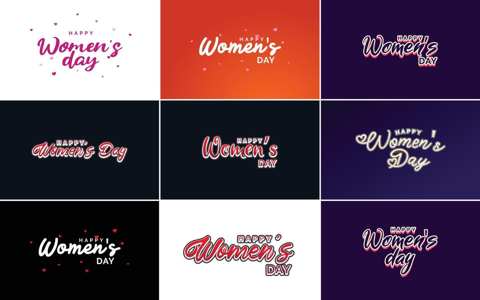 Set of International Women's Day cards with a logo and a gradient color scheme vector
