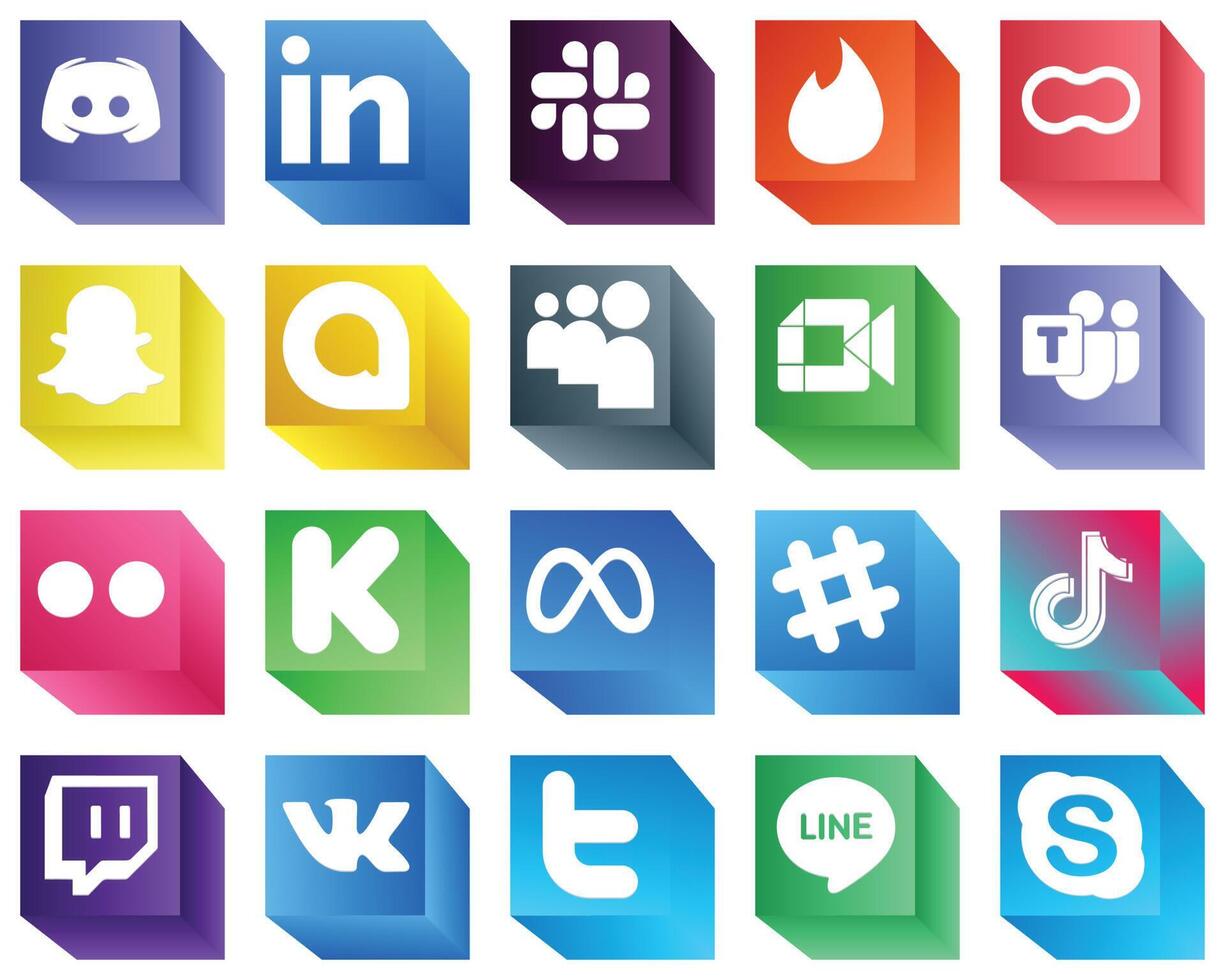 3D Social Media Icons 20 Icons Pack such as microsoft team peanut google meet and google allo icons High resolution and fully customizable vector