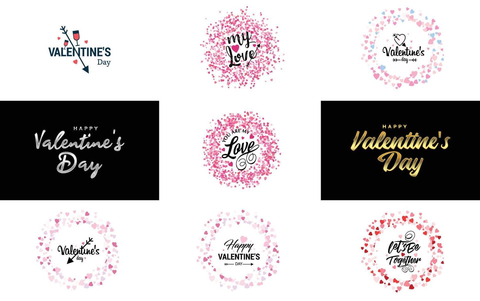 Happy Valentine's Day typography poster with handwritten calligraphy text isolated on white background vector