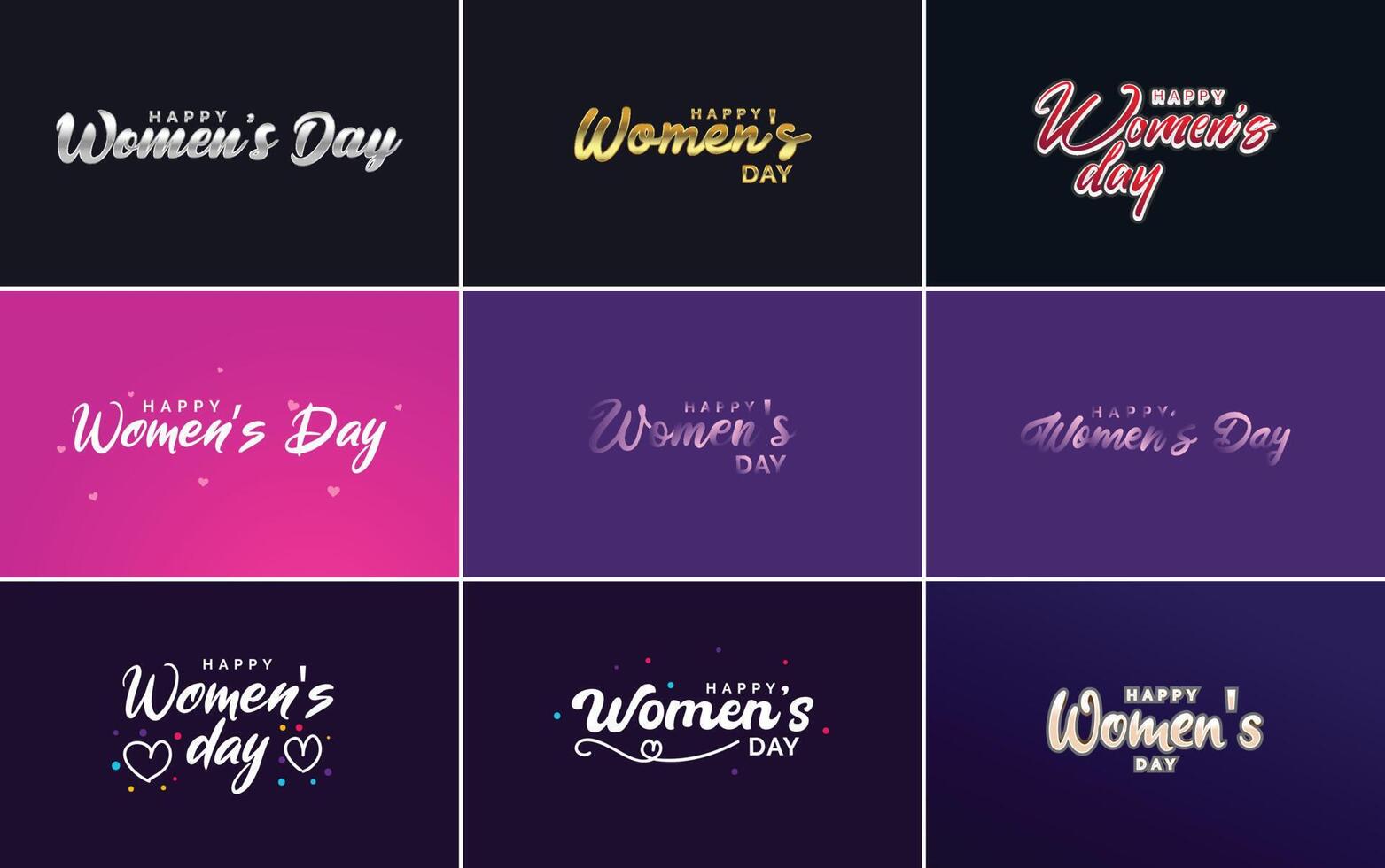 Set of International Women's Day cards with a logo and a gradient color scheme vector