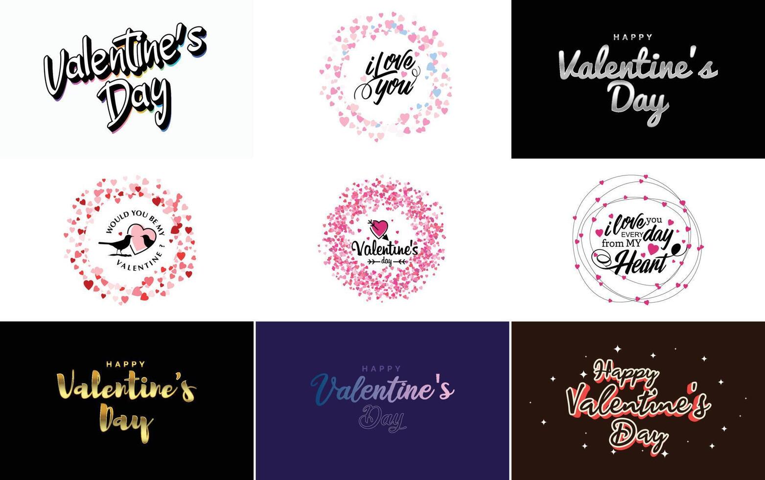 Happy Valentine's Day typography poster with handwritten calligraphy text isolated on white background vector