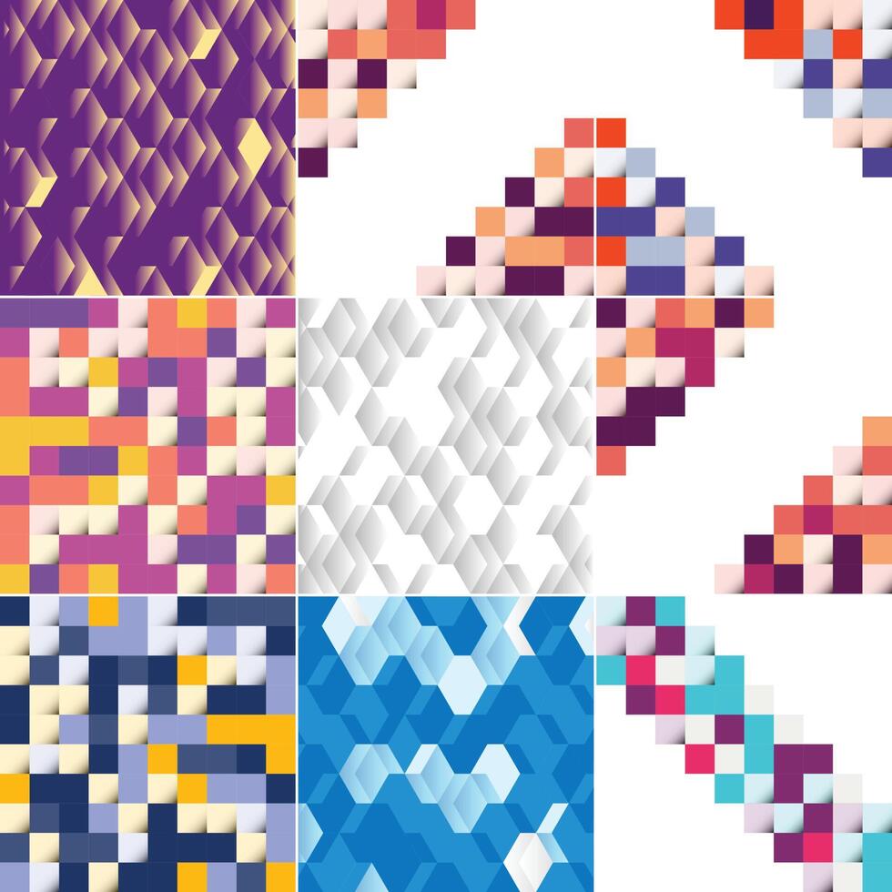 Abstract colorful square background pack of 9 available vector