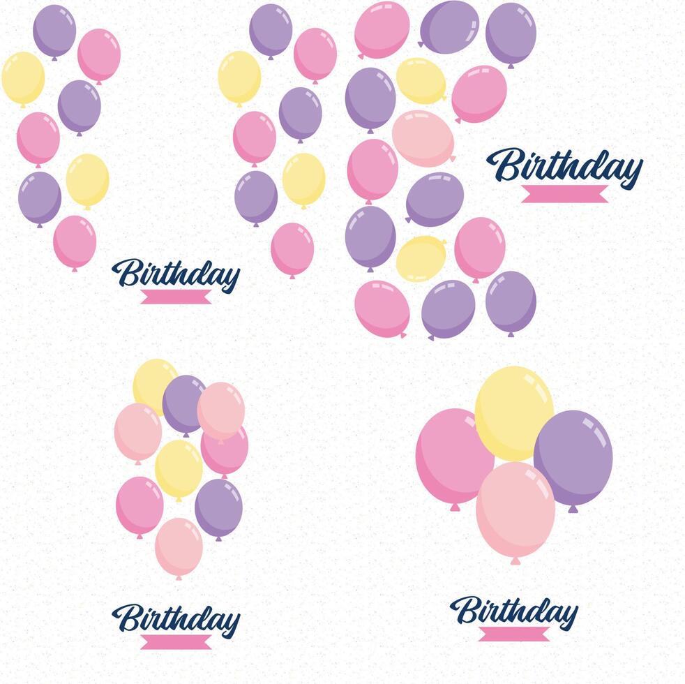 Happy Birthday text with a chalkboard style background and hand drawn elements such as streamers and balloons vector