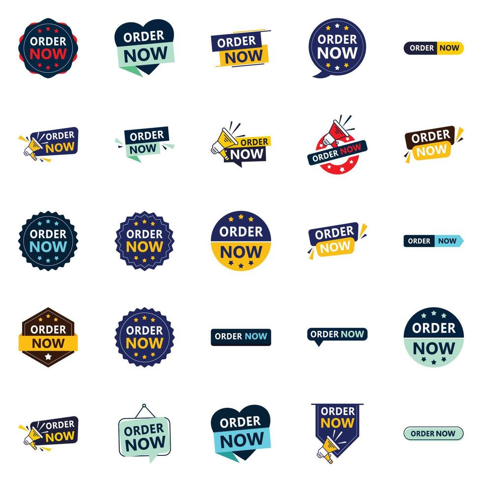 Get Your Customers Ordering with Our Pack of 25 Order Now Banners vector