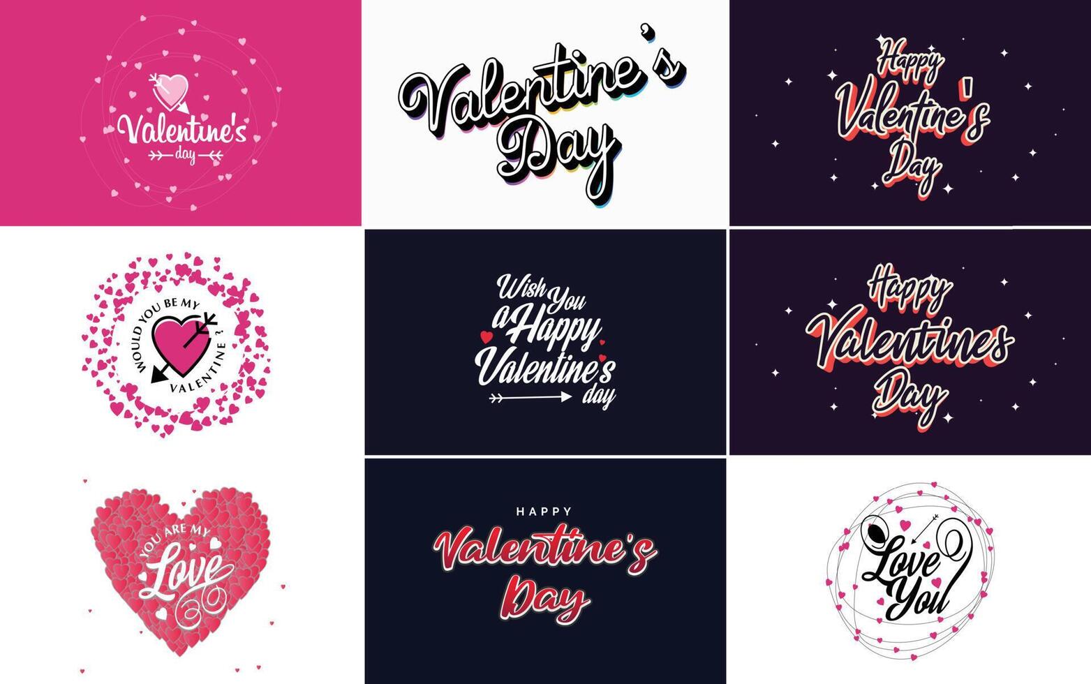 Happy Valentine's Day text hand lettering typography poster on red gradient background element illustration suitable for use in design of romantic quote postcards vector