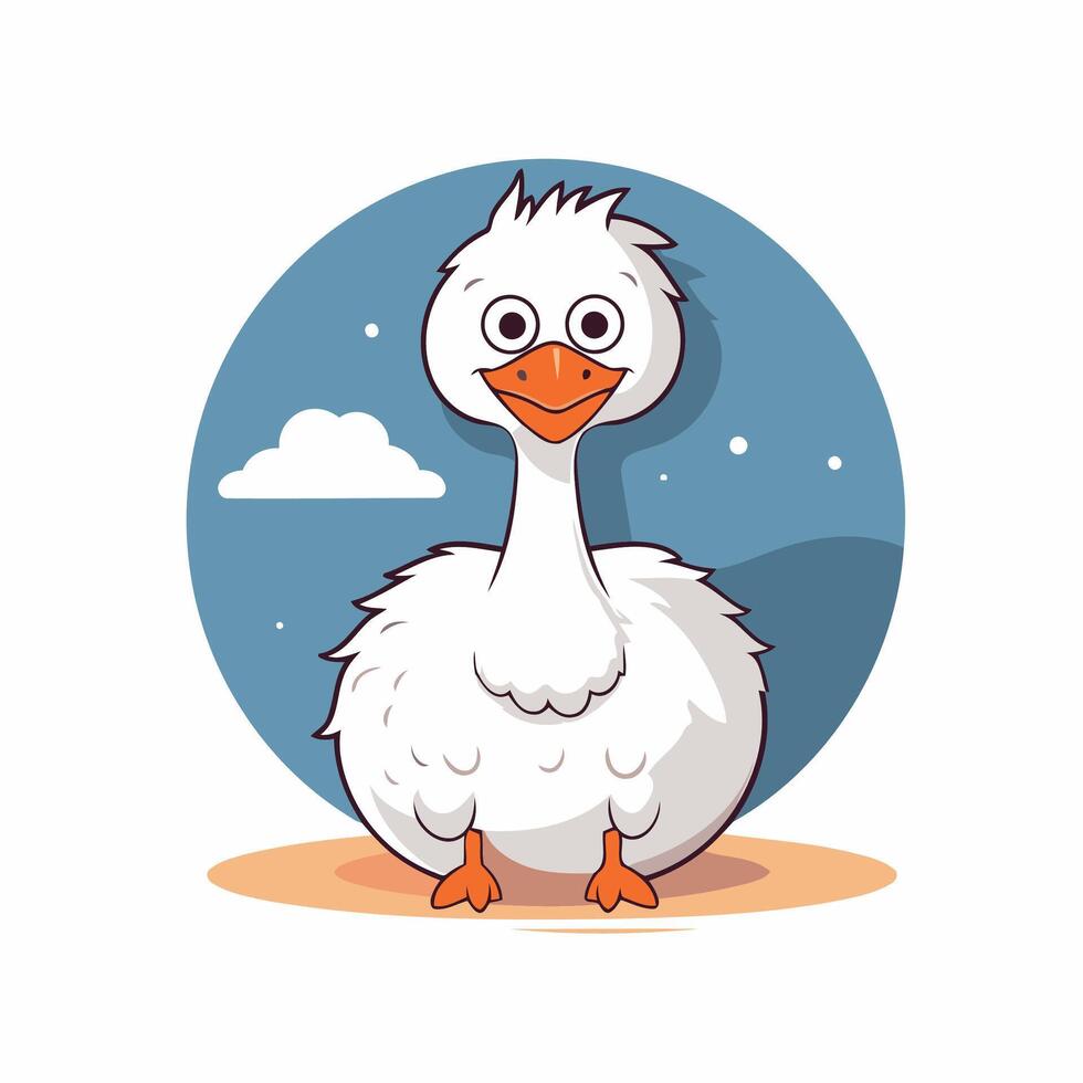 Cute goose cartoon illustration Farm animal Flat design vector