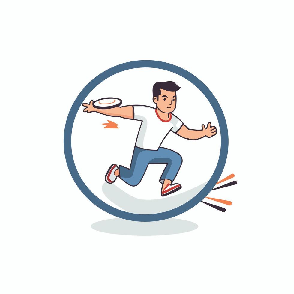 Badminton player running with ball Flat design element illustration vector