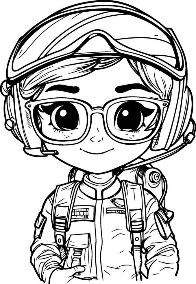 Cute cartoon astronaut boy with glasses and helmet element illustration vector