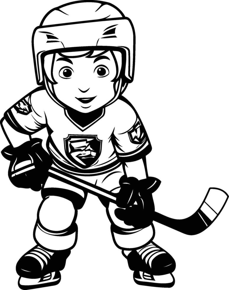 Hockey Player Cartoon Mascot element illustration ready for vinyl cutting vector