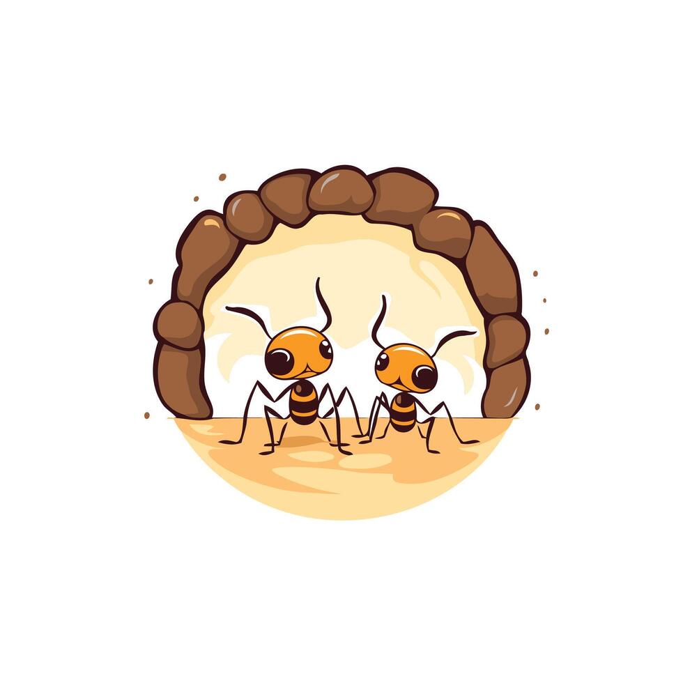 Ants on the egg illustration on a white background vector