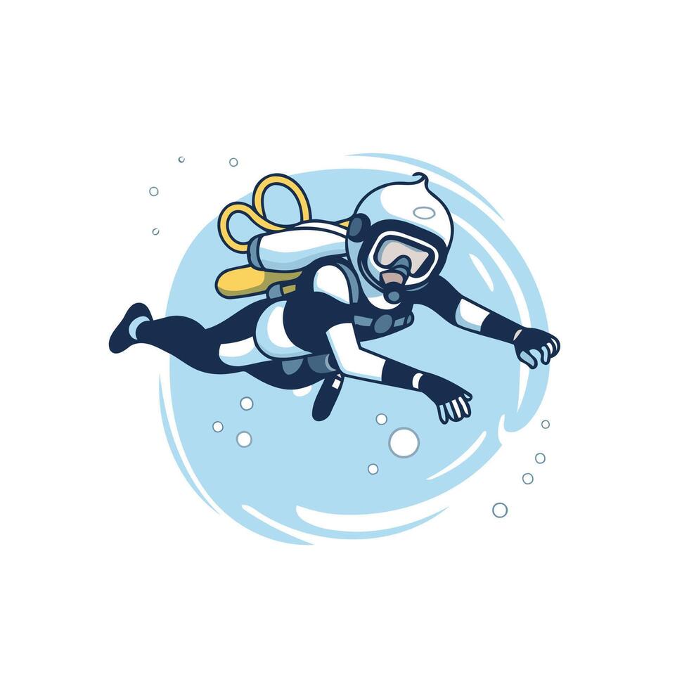 Scuba diver illustration Cartoon scuba diver in scuba suit vector