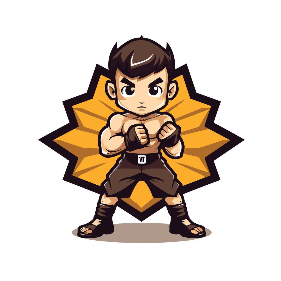 Kung fu boy cartoon theme art illustration Suitable for both print and web vector