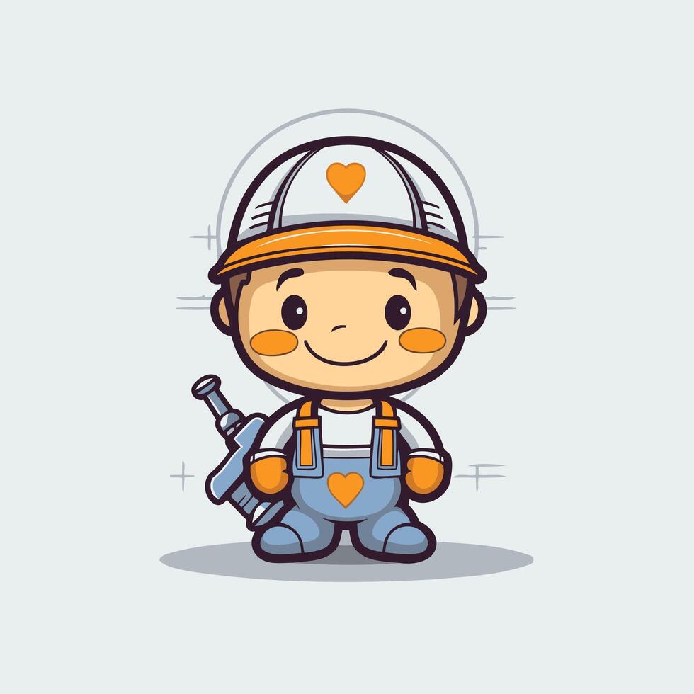Cute Cute Builder Boy Mascot Character element Illustration vector