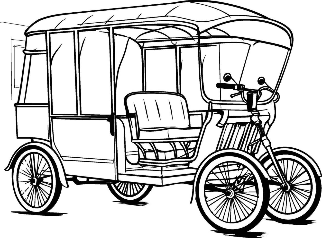 Tuk tuk rickshaw Hand drawn illustration vector