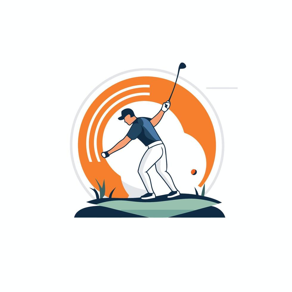 Golf club logo design template Professional golfer in action vector