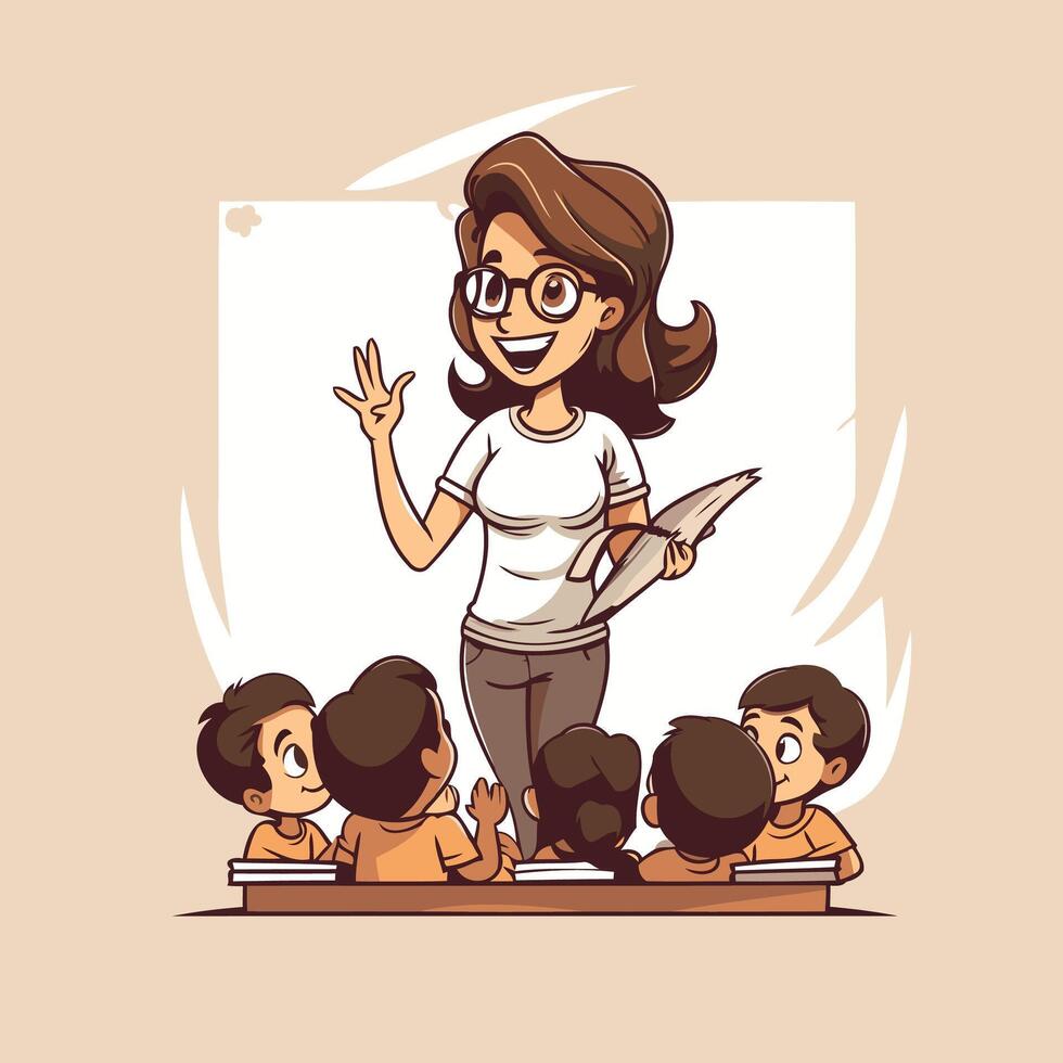 Teacher and children element illustration of a teacher with children vector