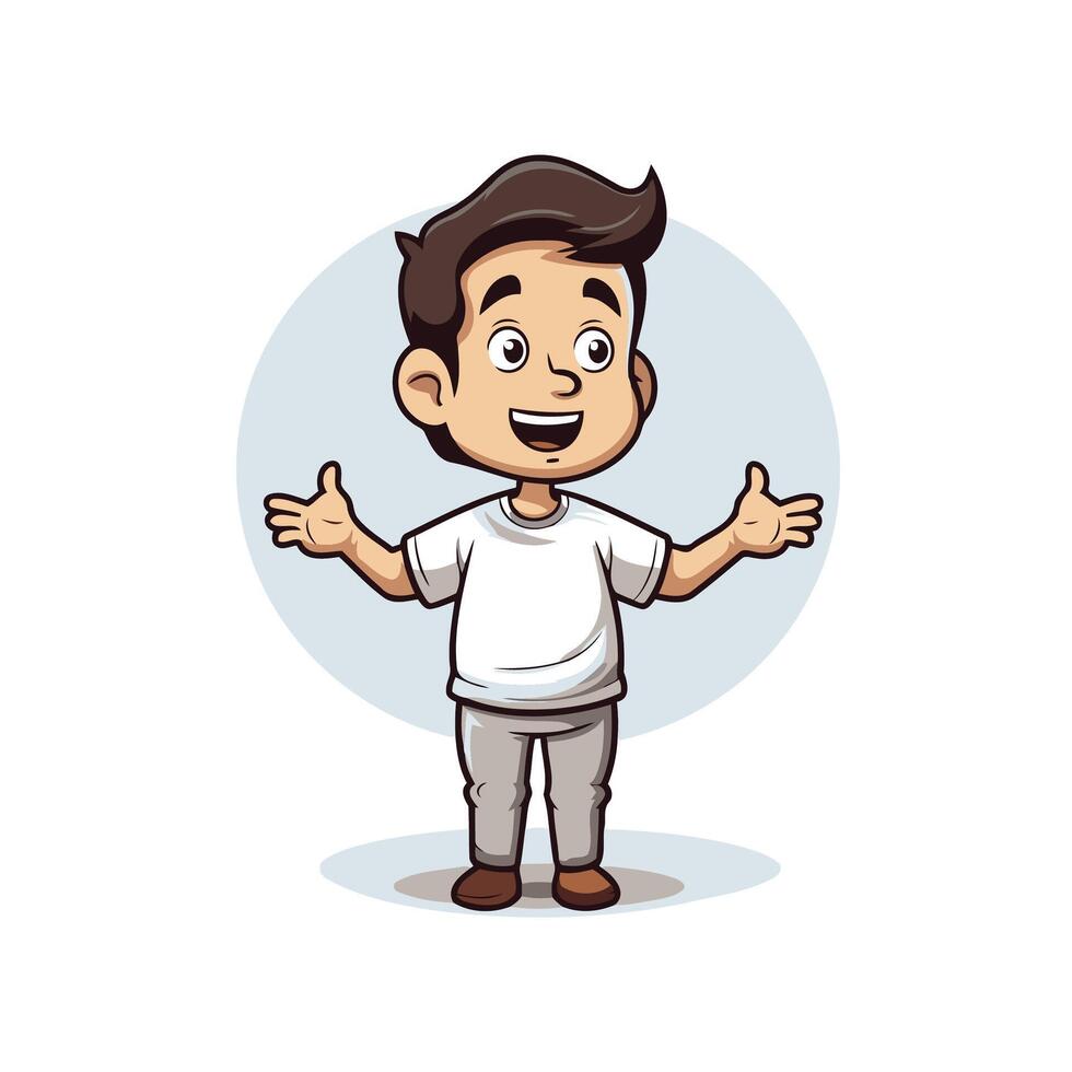 element illustration of a boy showing thumbs up isolated on white background vector