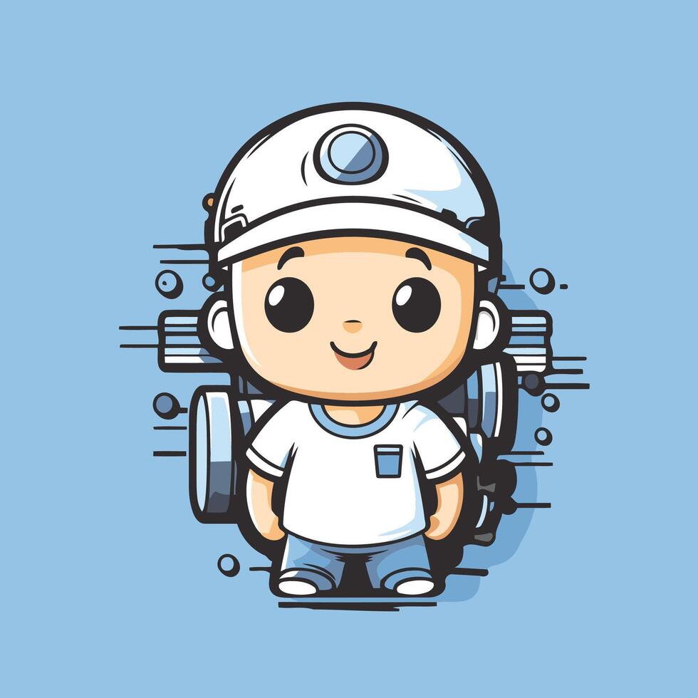 Cute astronaut boy cartoon element illustration Cute astronaut boy character vector