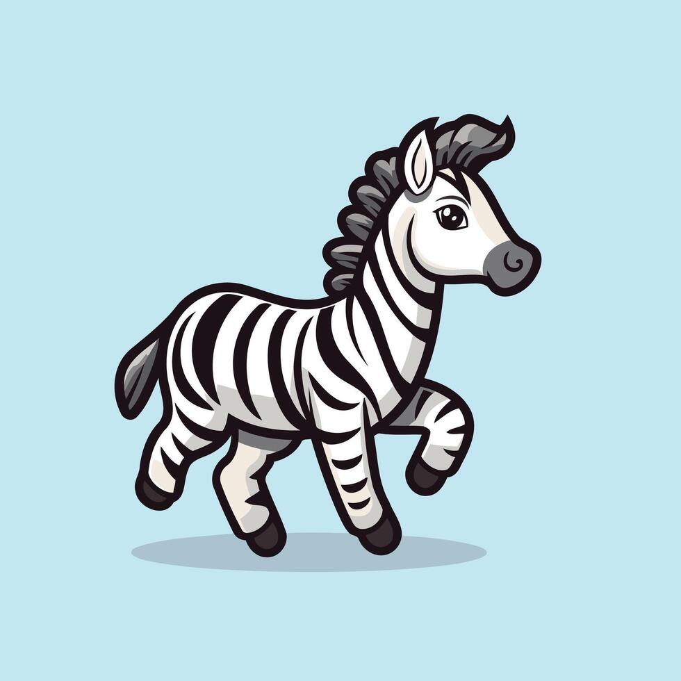 Cute zebra cartoon isolated on blue background element illustration vector