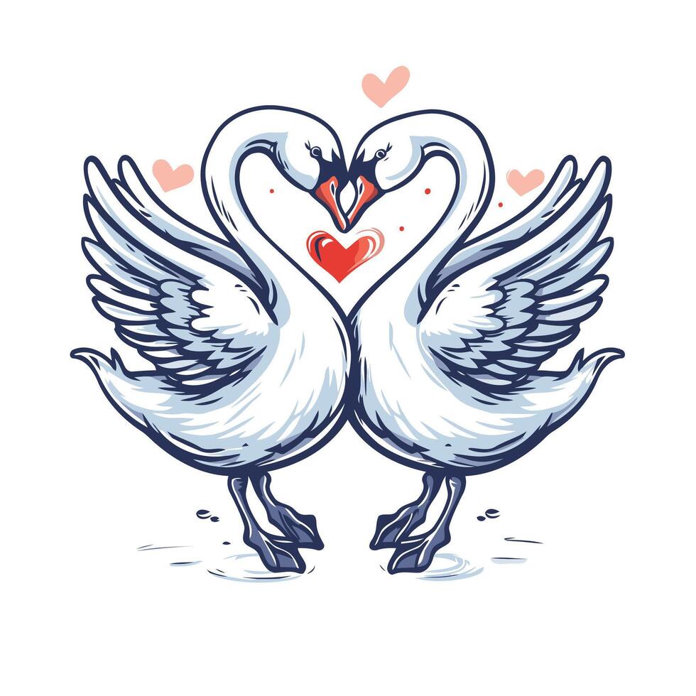 Couple of swans in love sketch for your design element illustration vector