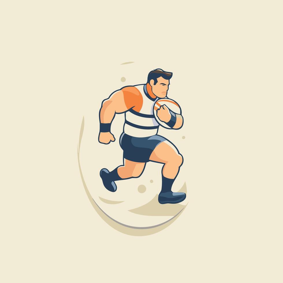 Rugby player in action illustration in cartoon style vector