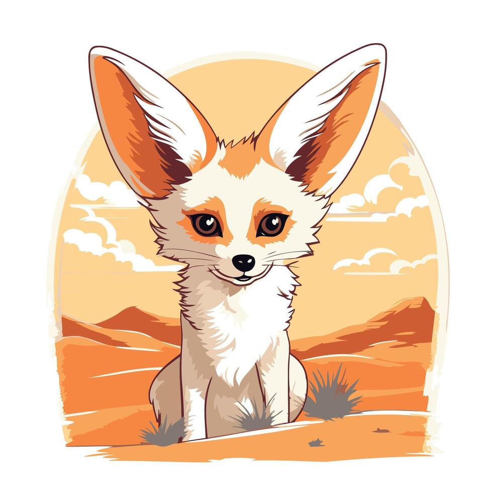 Cute fox in the desert element illustration of a fox vector