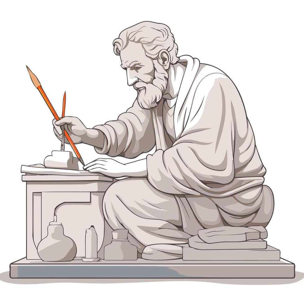 Statue of a man writing a letter element illustration of a man writing a letter vector