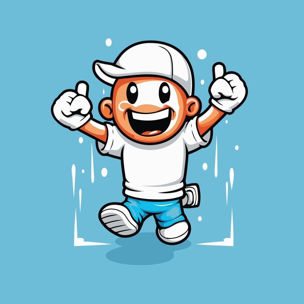 Cartoon little boy in a cap and shorts element illustration vector
