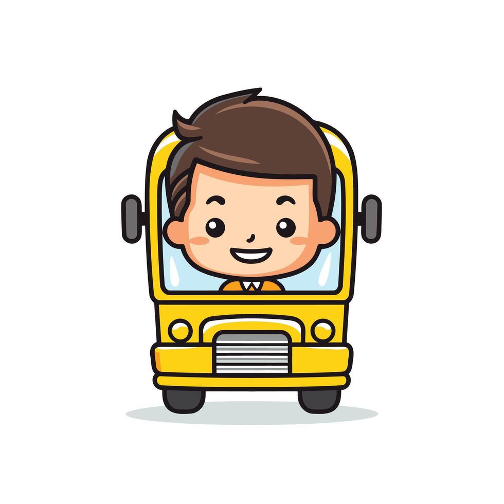 School bus driver character design School bus element illustration in cartoon style vector