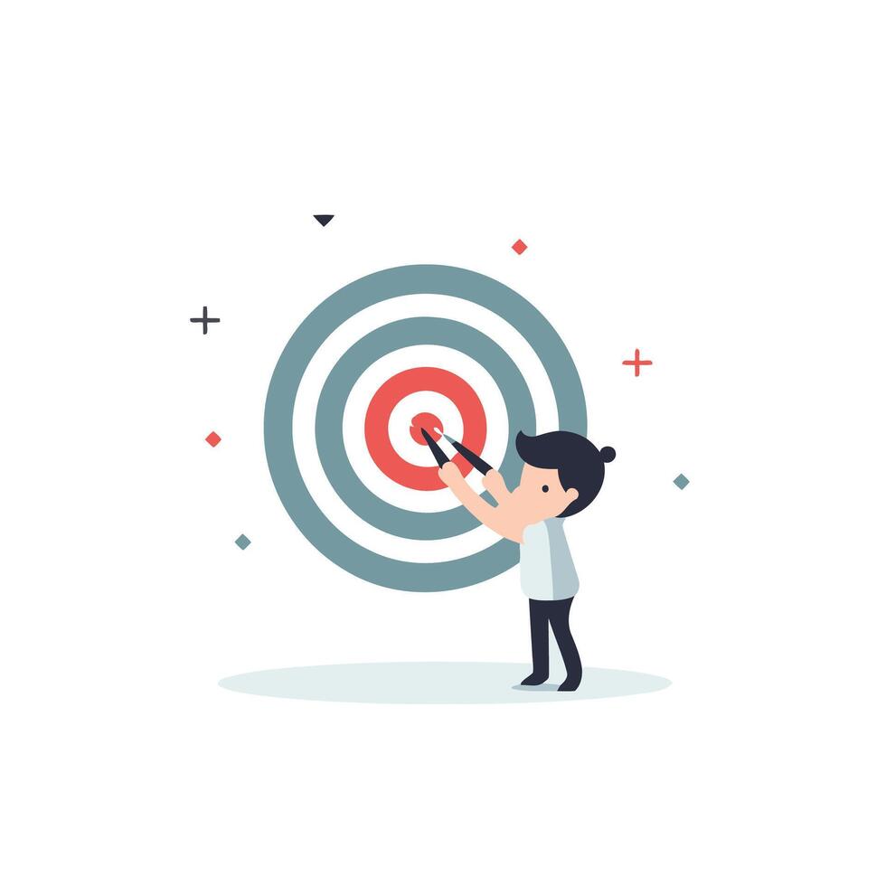 Businessman with a dart in the center of a target Flat design element illustration vector