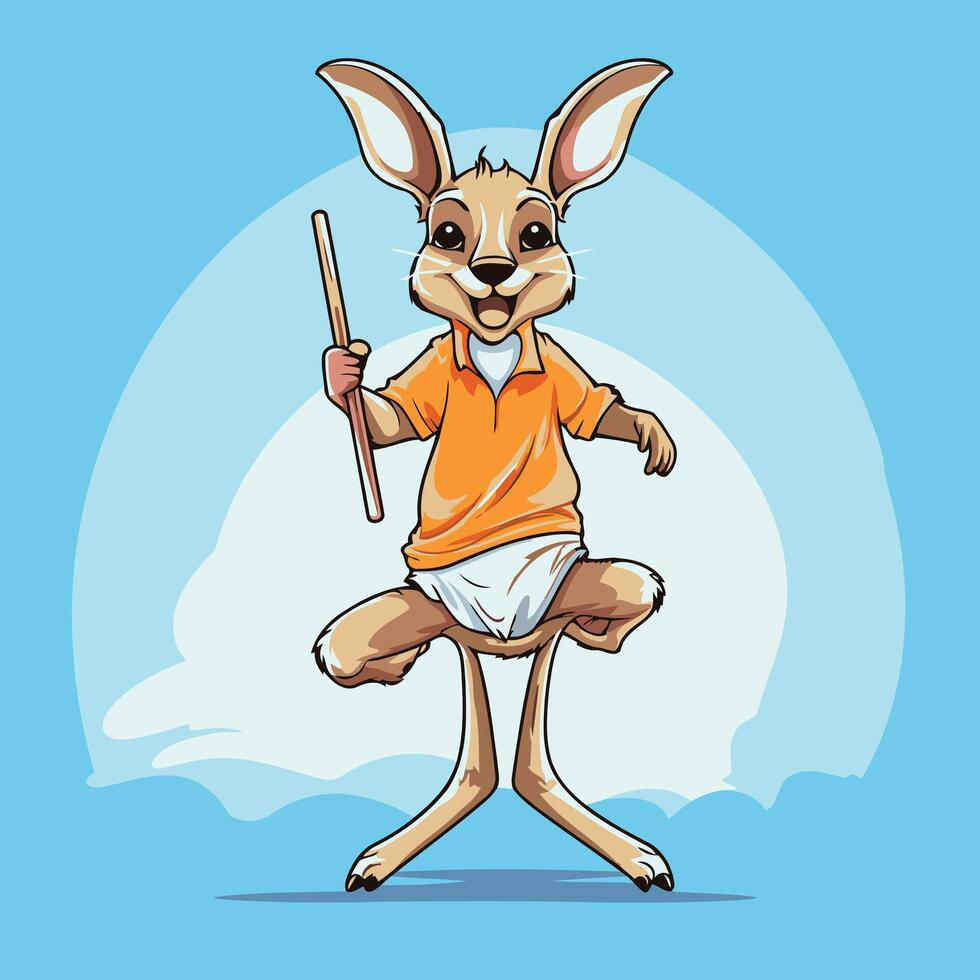 Rabbit in orange t shirt and shorts illustration vector