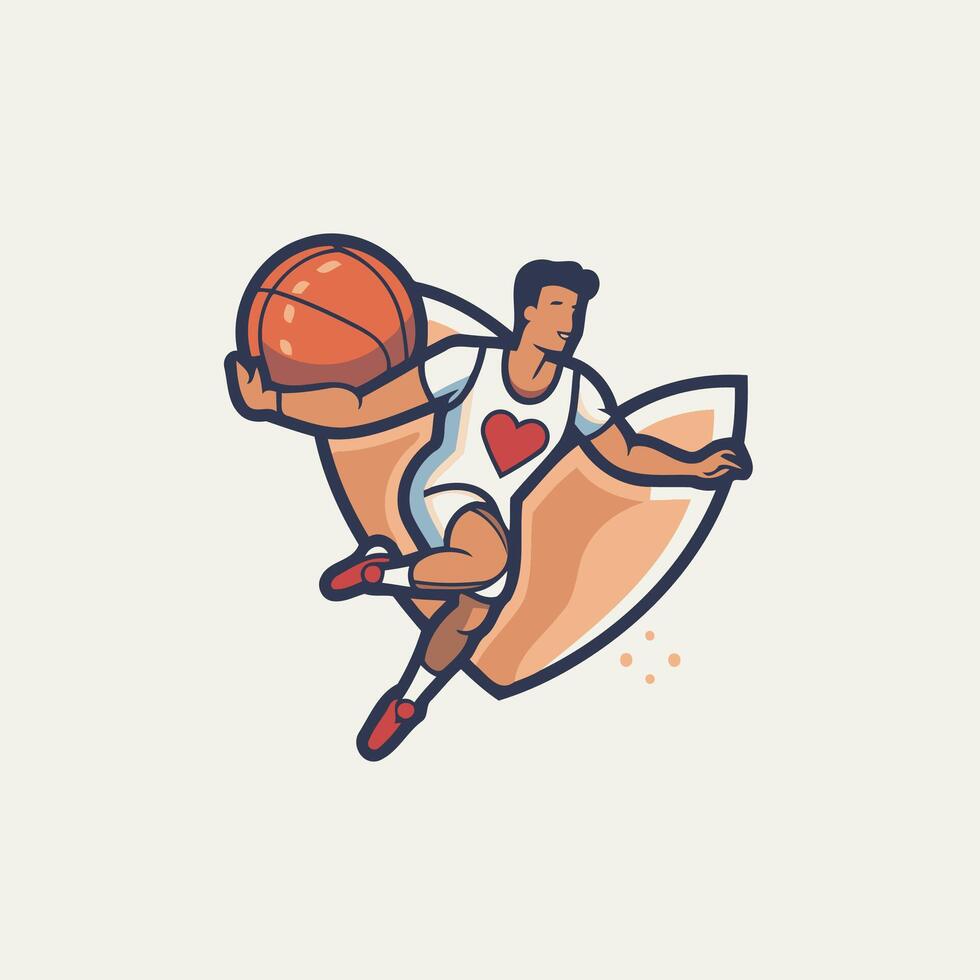 Basketball player with ball element illustration of a basketball player vector