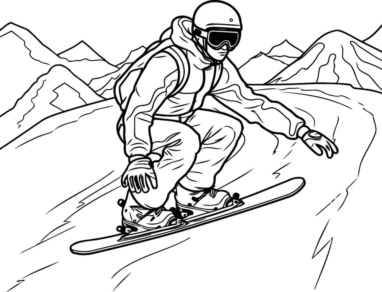 Snowboarder in mountains sketch for your design element illustration vector
