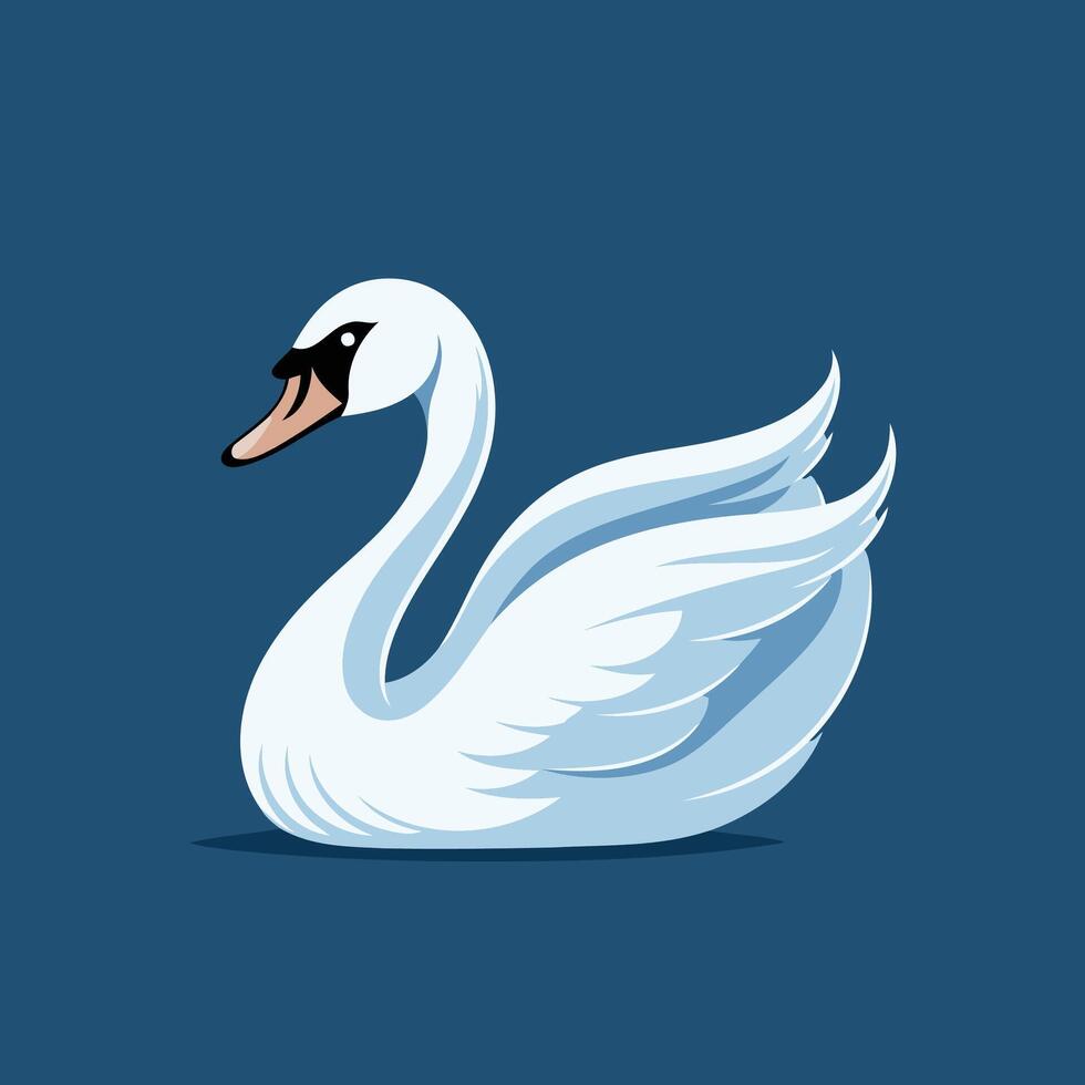 White swan element illustration Isolated on blue background vector