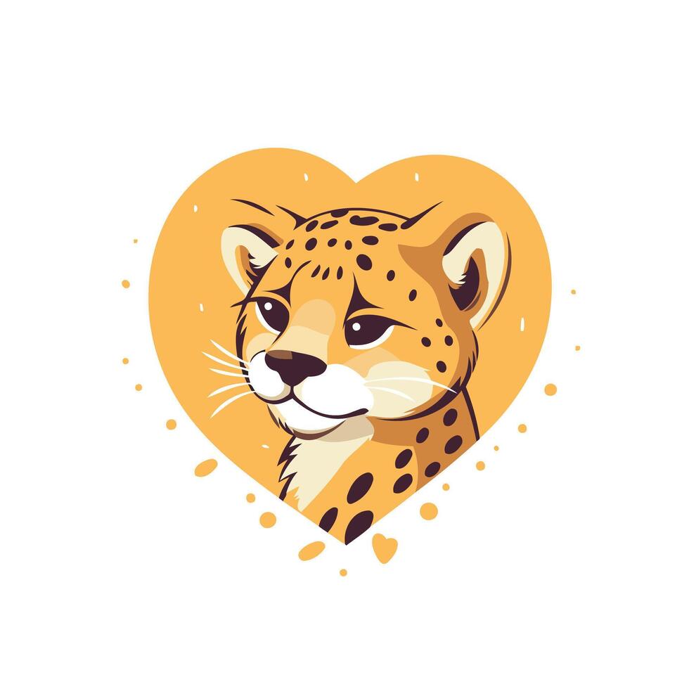 Cheetah in the form of a heart element illustration vector