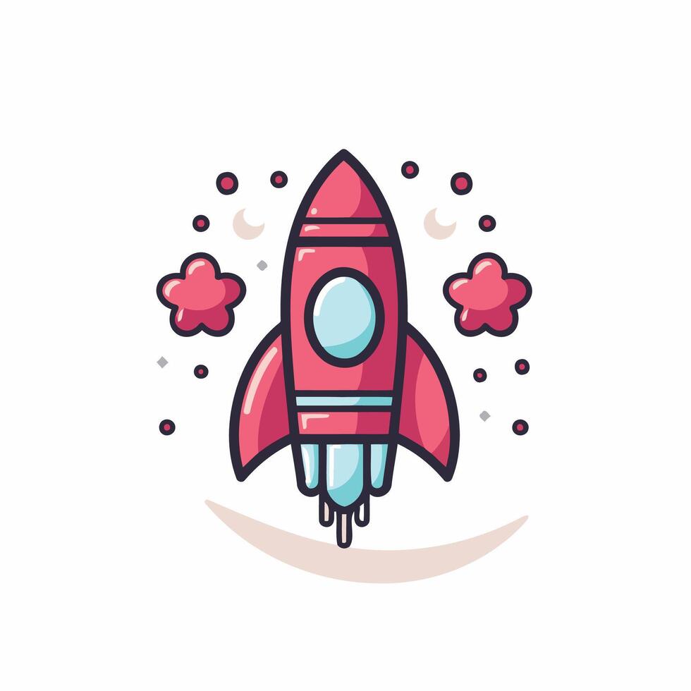 Rocket icon in flat style Spaceship element illustration on white isolated background vector