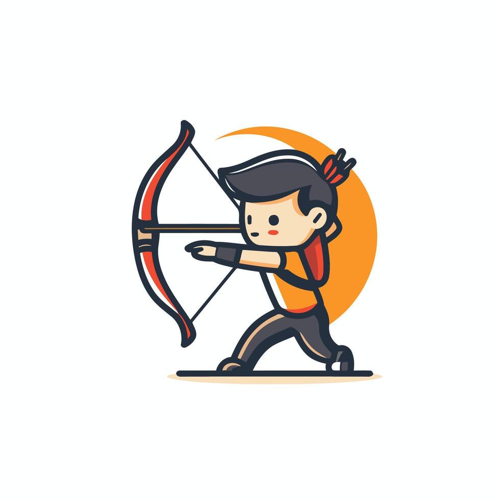 Cupid with bow and arrow icon Flat design illustration vector