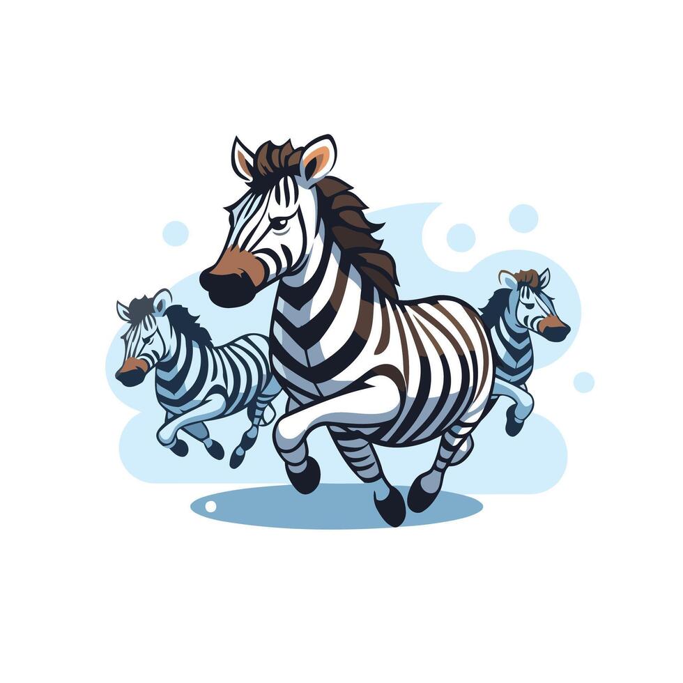 Zebra and foal cartoon illustration isolated on white background vector