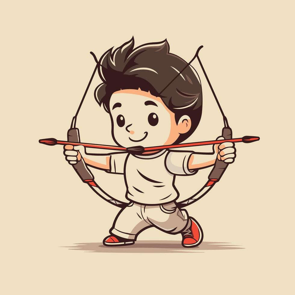 Cute cartoon boy with bow and arrow illustration of a boy with bow and arrow vector