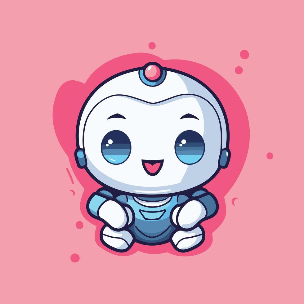 Cute robot cartoon character illustration Cute little robot vector