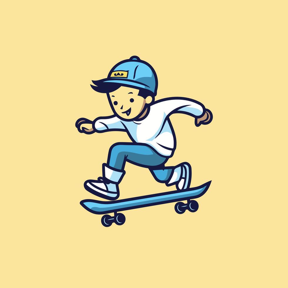 Boy riding a skateboard Cartoon style element illustration for your design vector