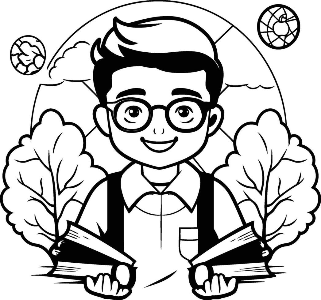 School boy cartoon design Kid childhood little people lifestyle and person theme element illustration vector
