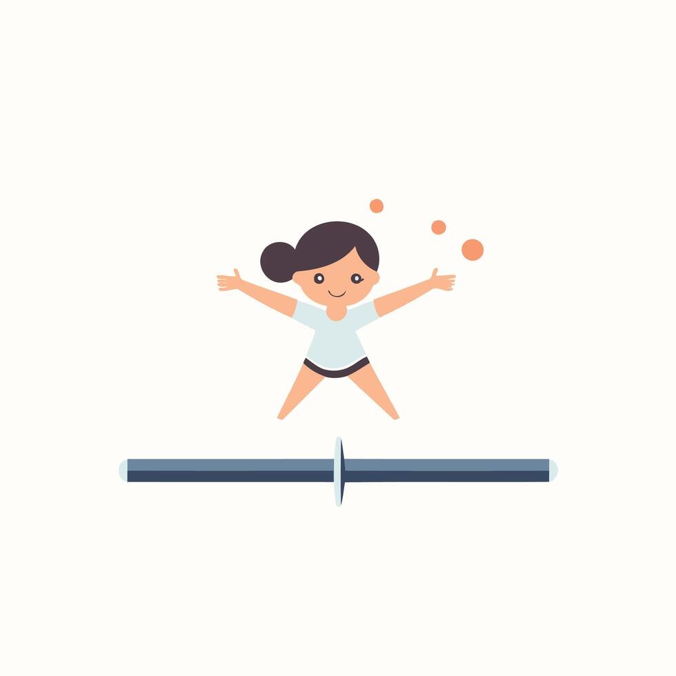 Cute little girl jumping on a seesaw flat element illustration vector