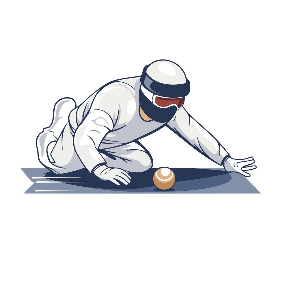 Cricket player with ball isolated on white background illustration vector