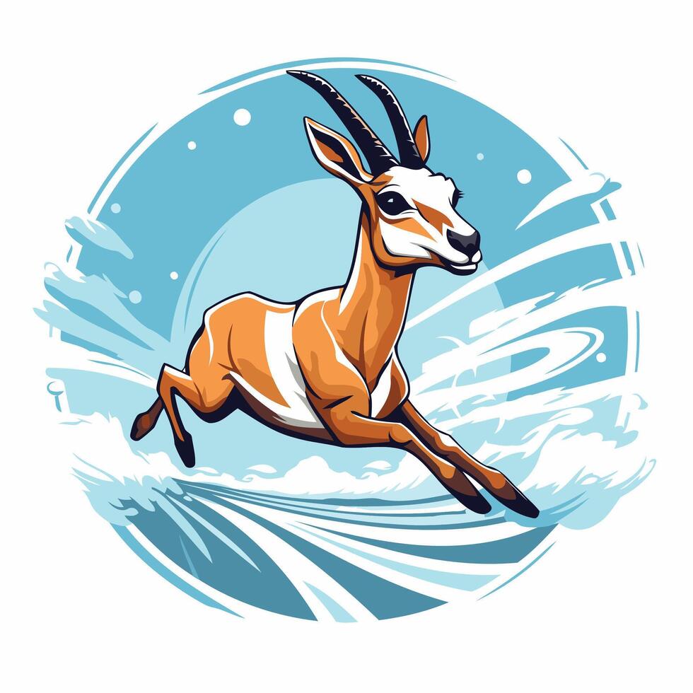 Antelope running on the snow element illustration for your design vector