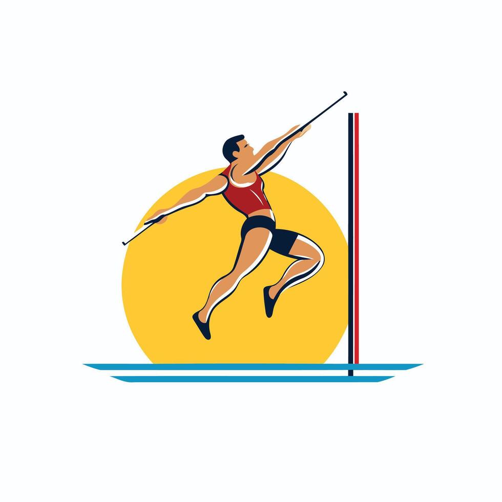 Illustration of a javelin thrower jumping off a hurdle vector