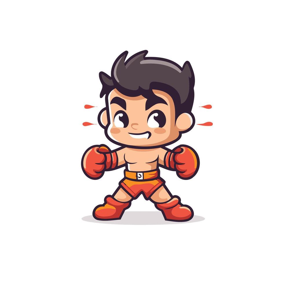 Little Boxer Cartoon Mascot Character Design Illustration vector