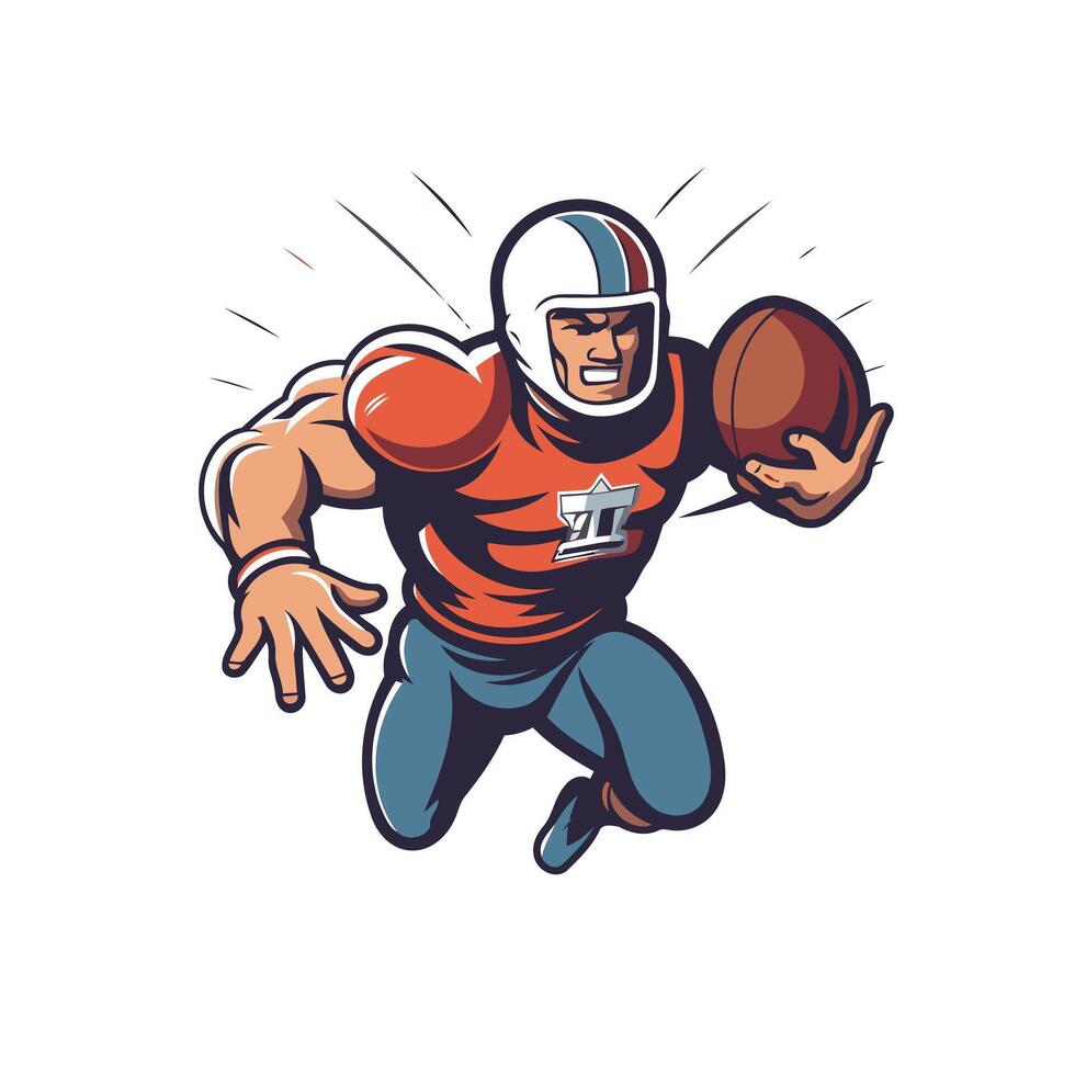 American football player running with ball illustration for sport team logo vector
