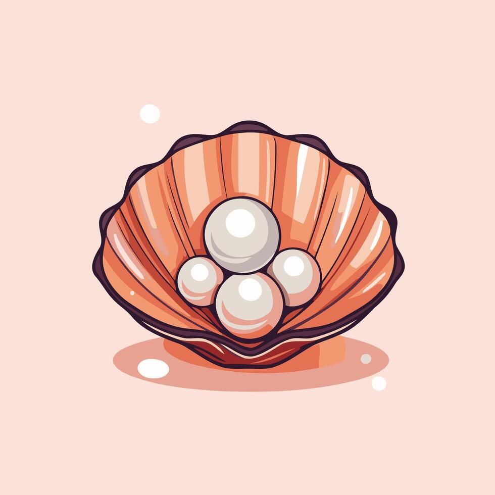 Illustration of a seashell with pearls element illustration vector